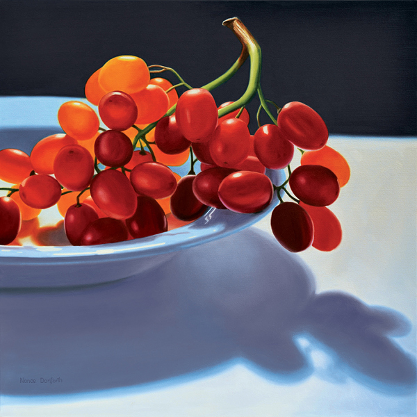 Red Grapes in White Bowl